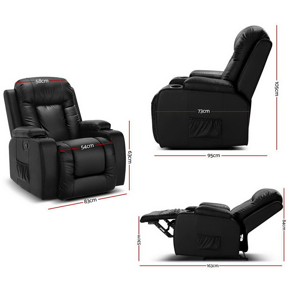 Artiss Electric Massage Chair Recliner Luxury Lounge Sofa Armchair Heat Leather-1