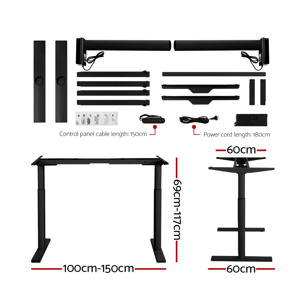 Artiss Electric Standing Desk Adjustable Sit Stand Desks Black Brown 140cm-1