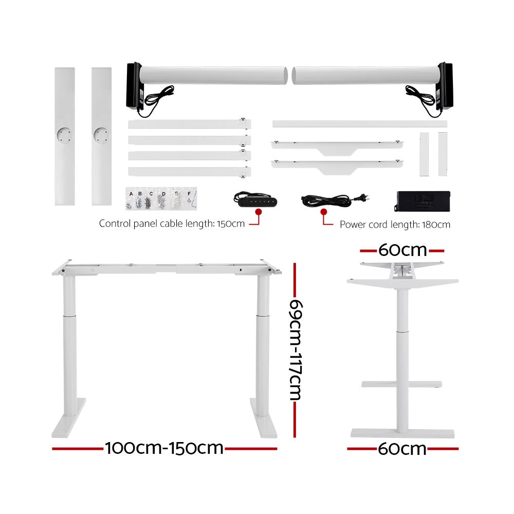 Artiss Electric Standing Desk Adjustable Sit Stand Desks White Black 140cm-1