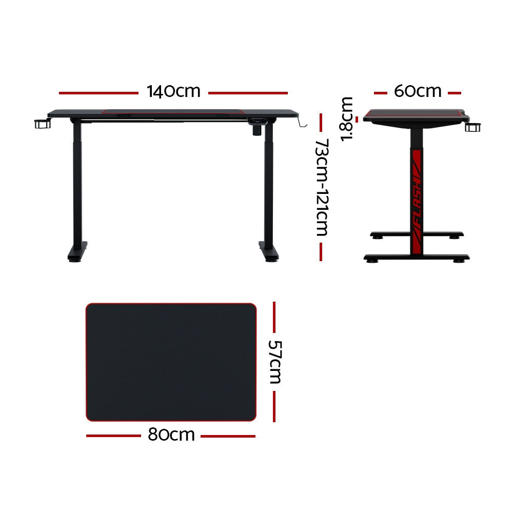 Artiss Electric Standing Desk Gaming Desks Sit Stand Table RGB Light Home Office-1