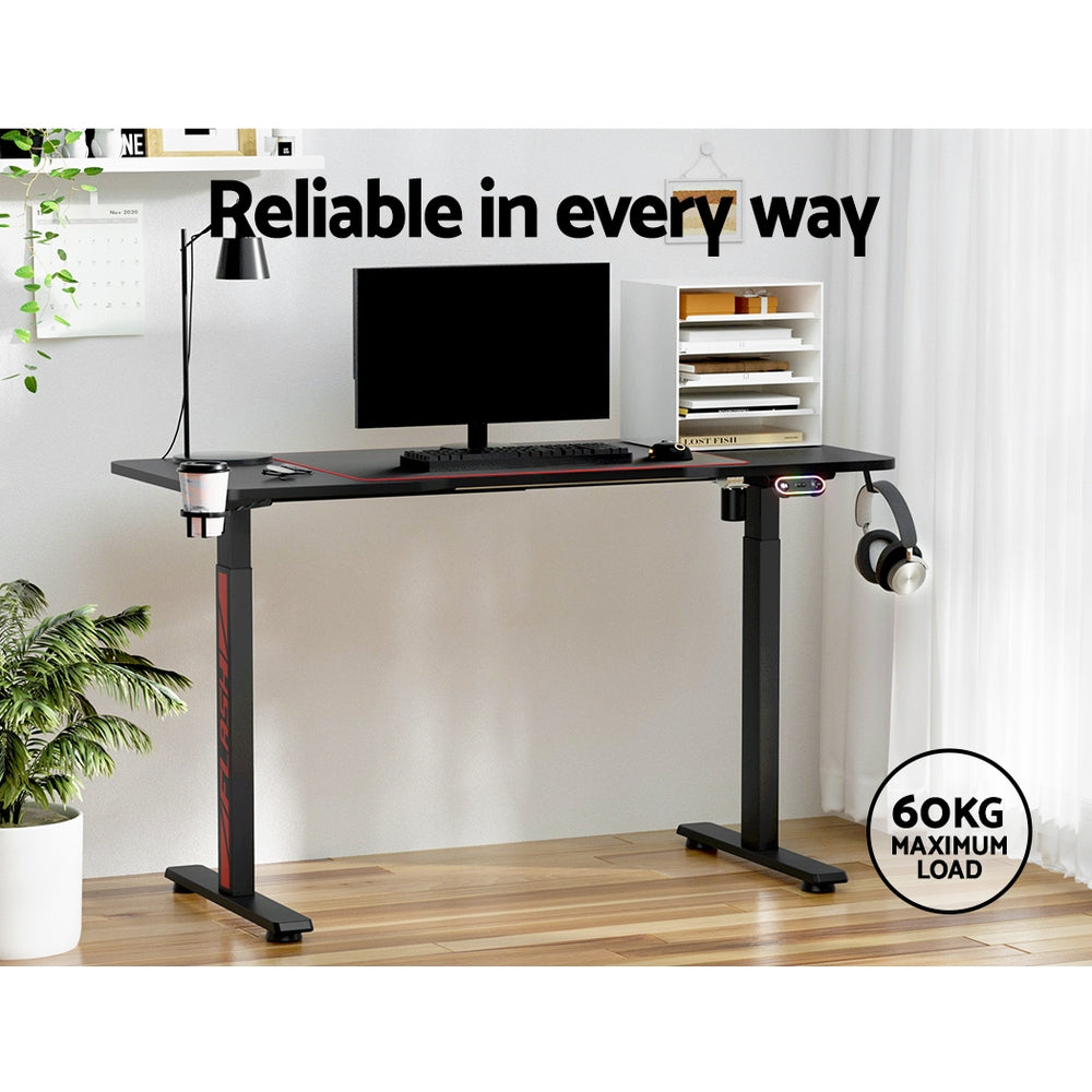 Artiss Electric Standing Desk Gaming Desks Sit Stand Table RGB Light Home Office-4