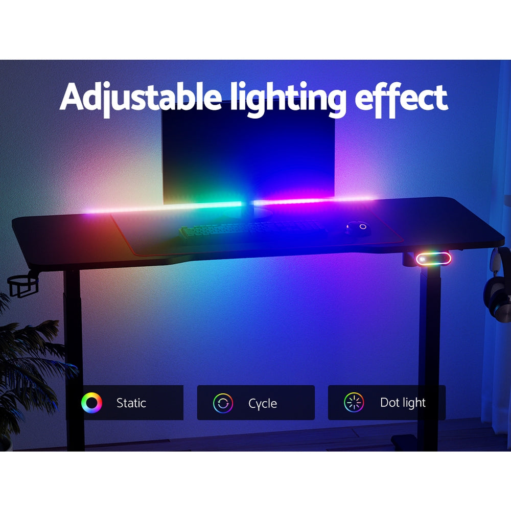 Artiss Electric Standing Desk Gaming Desks Sit Stand Table RGB Light Home Office-5