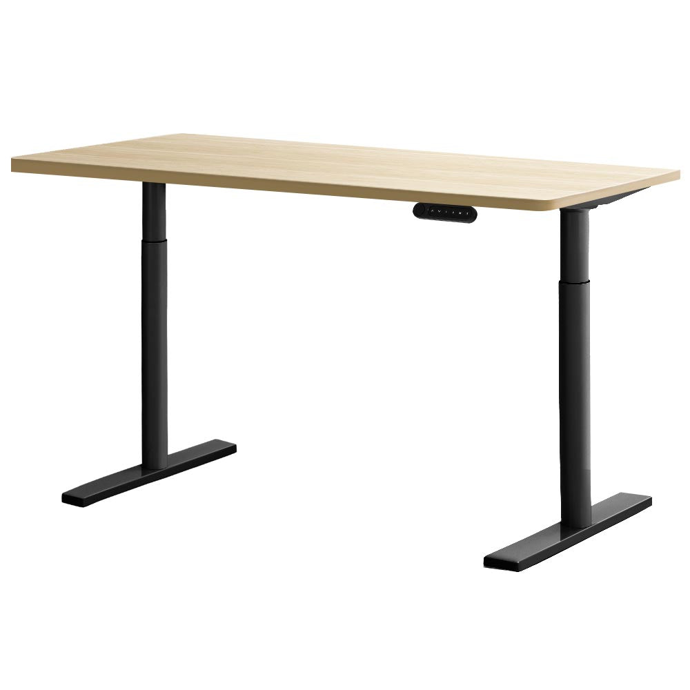 Artiss Electric Standing Desk Height Adjustable Sit Stand Desks Black Oak 140cm-0