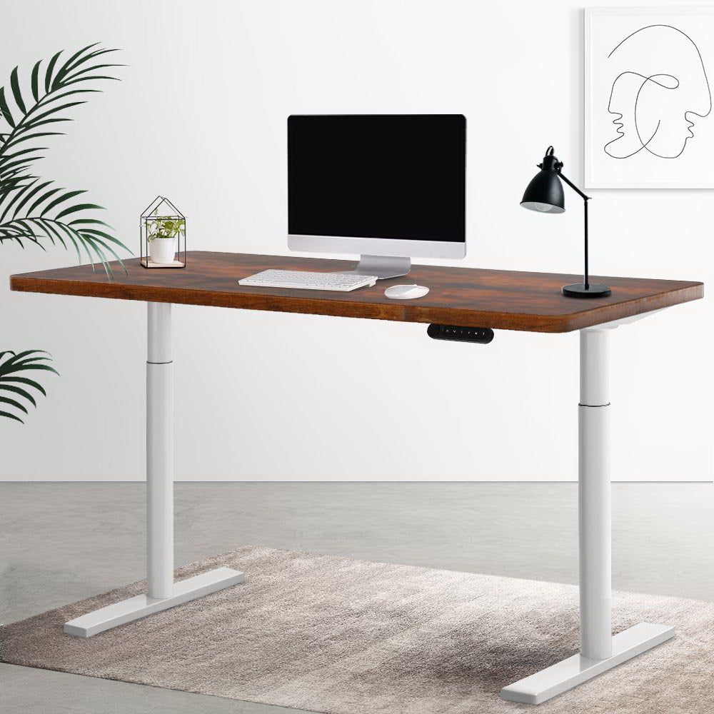 Artiss Electric Standing Desk Height Adjustable Sit Stand Desks White Brown-7