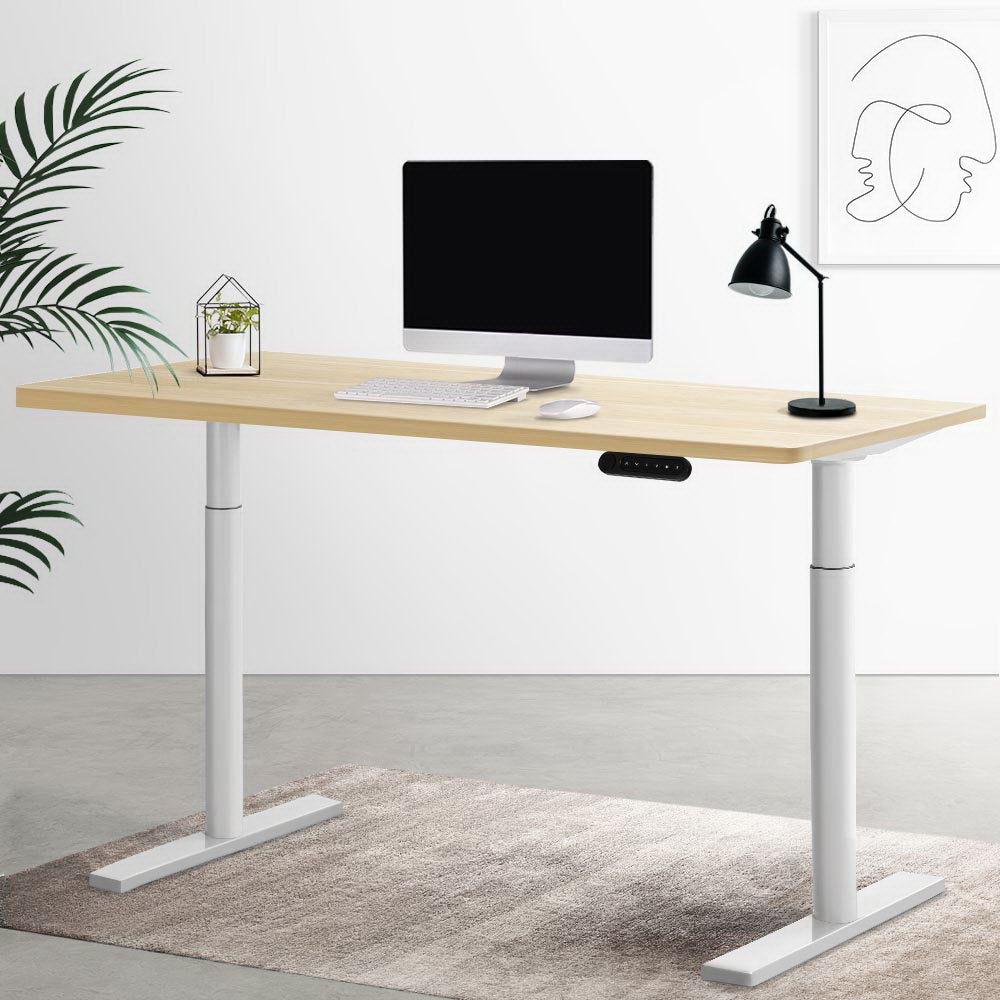 Artiss Electric Standing Desk Height Adjustable Sit Stand Desks White Oak-7