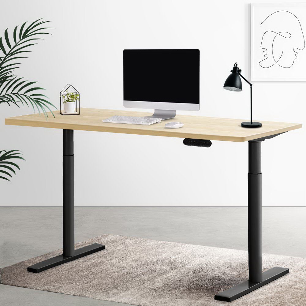 Artiss Electric Standing Desk Motorised Adjustable Sit Stand Desks Black Oak-7