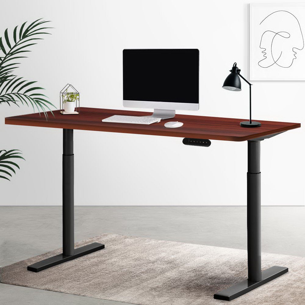 Artiss Electric Standing Desk Motorised Adjustable Sit Stand Desks Black Walnut-7