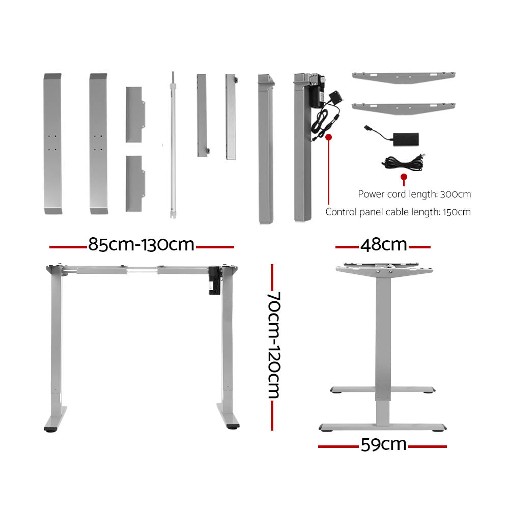 Artiss Electric Standing Desk Motorised Adjustable Sit Stand Desks Grey Brown-1