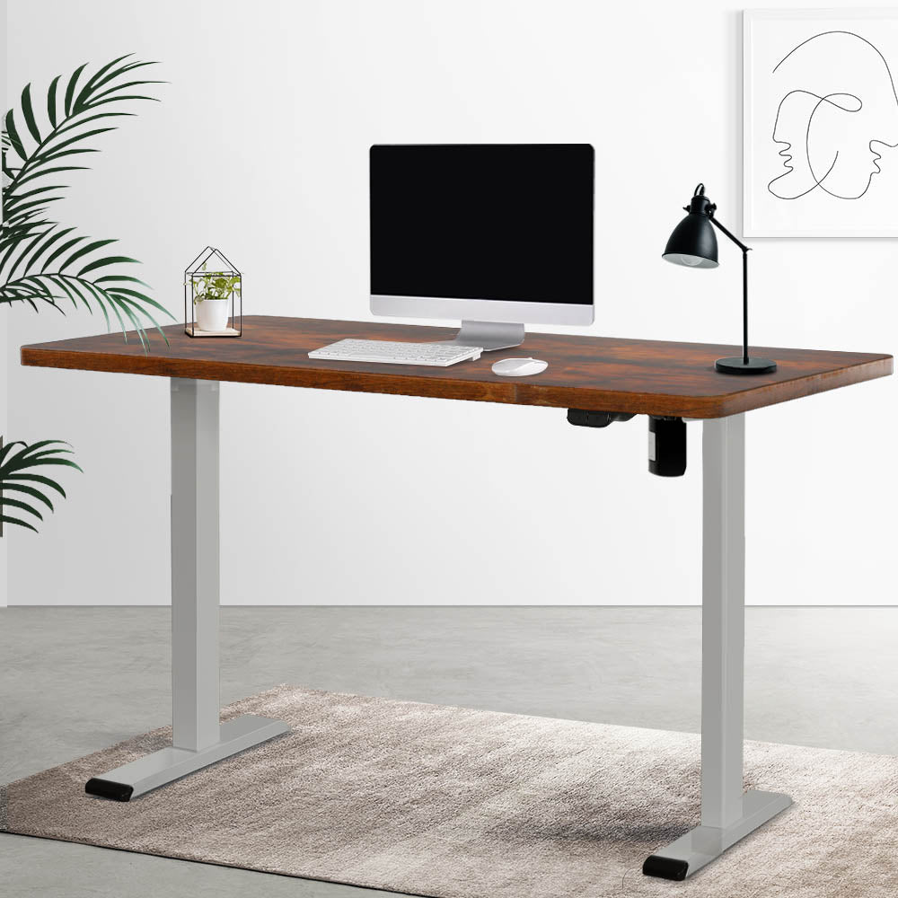 Artiss Electric Standing Desk Motorised Adjustable Sit Stand Desks Grey Brown-7