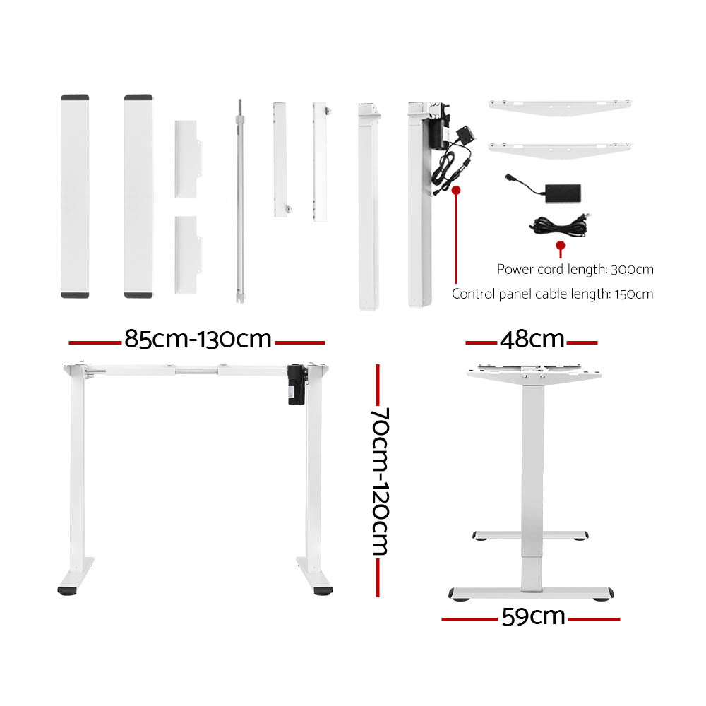 Artiss Electric Standing Desk Motorised Adjustable Sit Stand Desks White Black-1