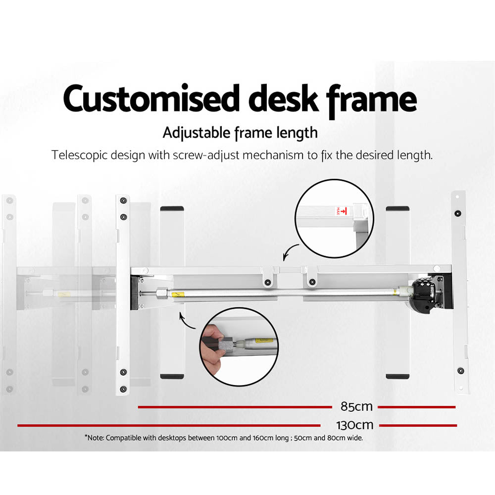 Artiss Electric Standing Desk Motorised Sit Stand Desks Table White Oak 140cm-5