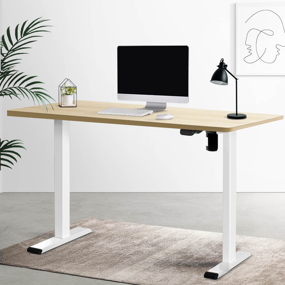 Artiss Electric Standing Desk Motorised Sit Stand Desks Table White Oak 140cm-7