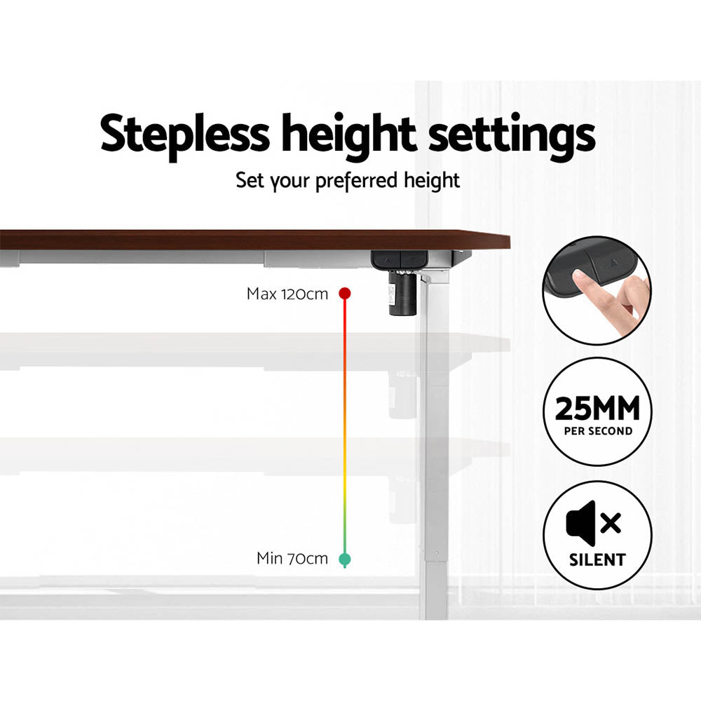 Artiss Electric Standing Desk Motorised Sit Stand Desks Table White Walnut 140cm-4