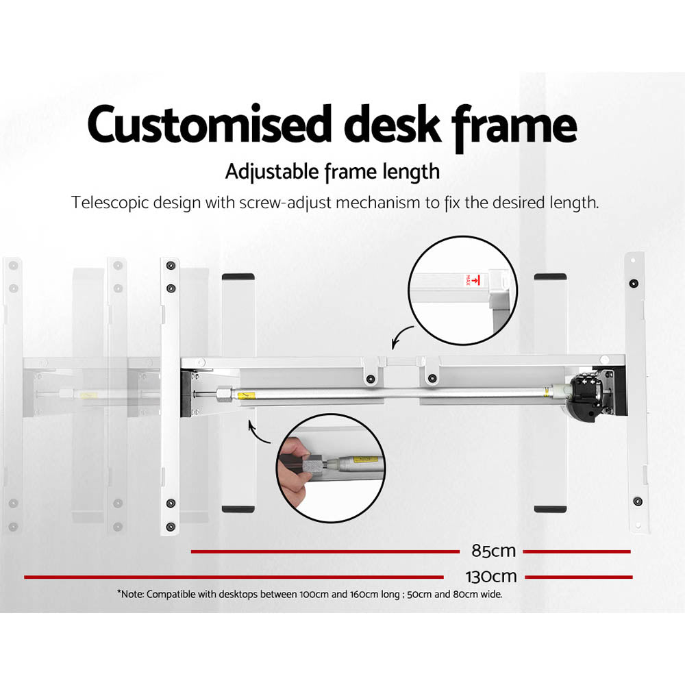 Artiss Electric Standing Desk Motorised Sit Stand Desks Table White Walnut 140cm-5