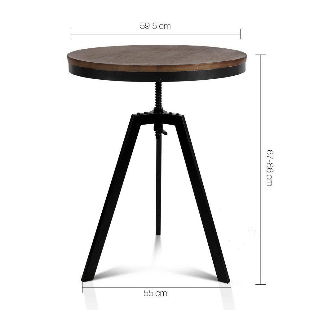 Artiss Elm Wood Round Dining Table - Dark Brown-1