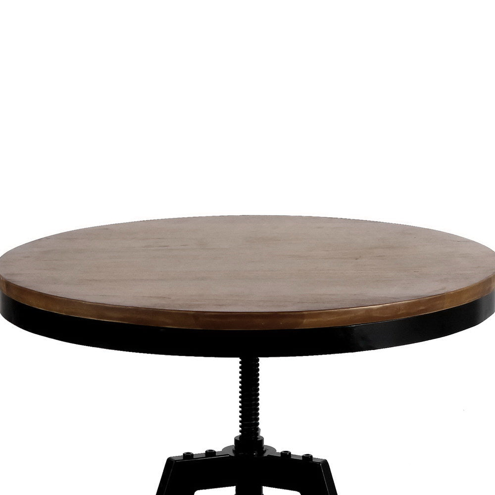 Artiss Elm Wood Round Dining Table - Dark Brown-4