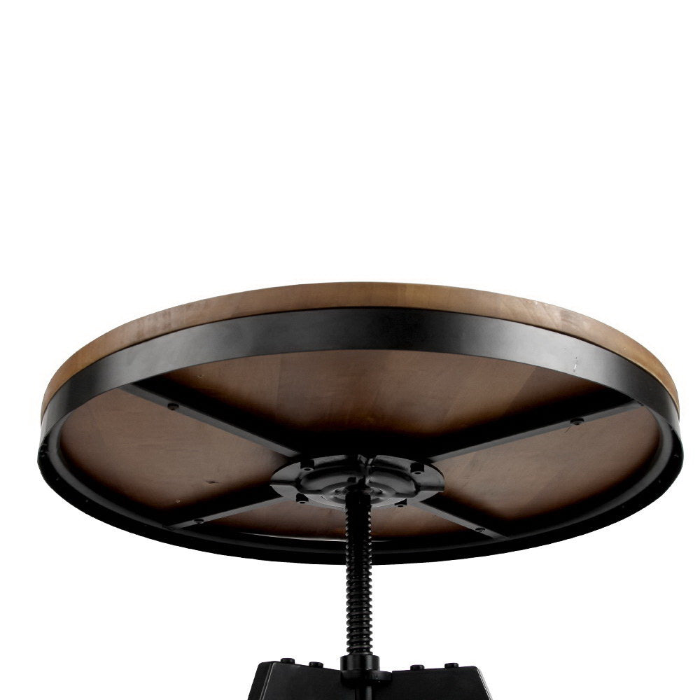 Artiss Elm Wood Round Dining Table - Dark Brown-5