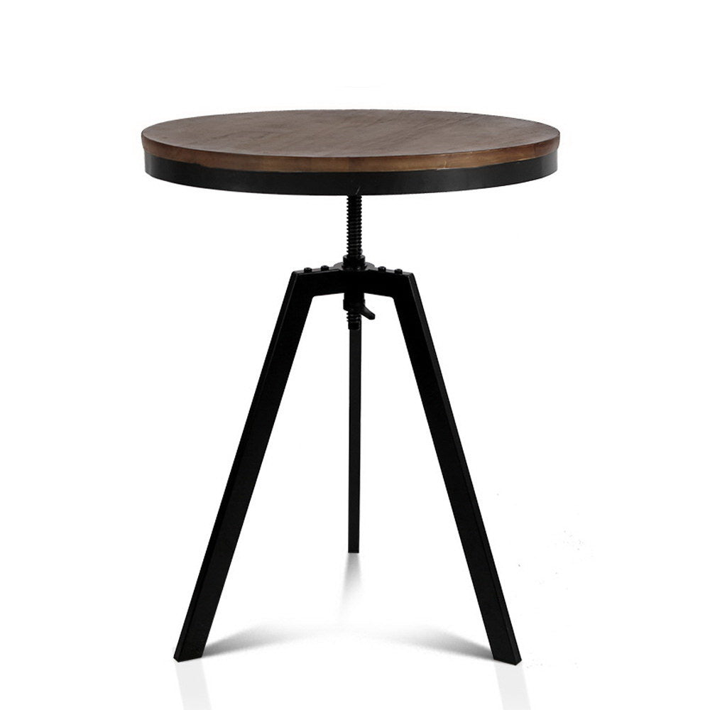 Artiss Elm Wood Round Dining Table - Dark Brown-0