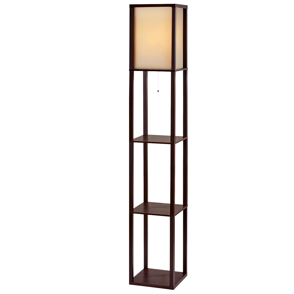 Artiss Floor Lamp Vintage Reding Light Stand Wood Shelf Storage Organizer Home-0