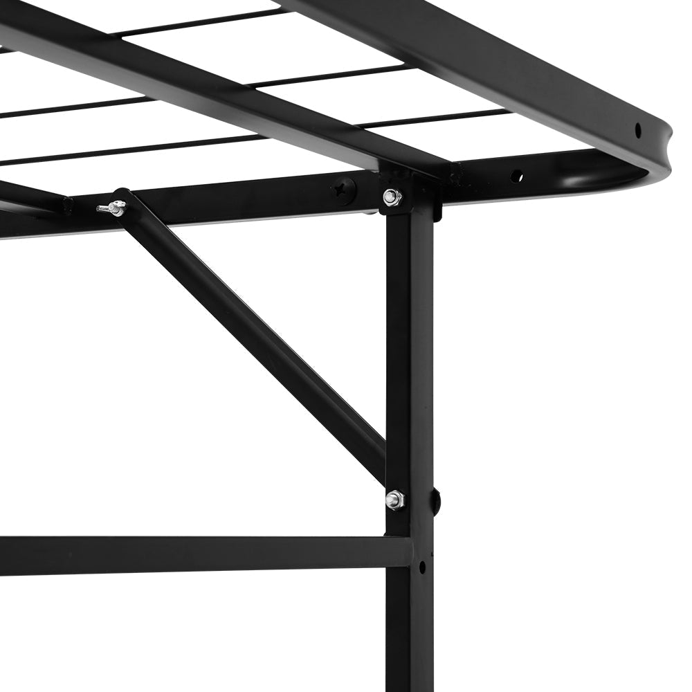 Artiss Folding Bed Frame Metal Bed Base King Single Size Portable Black-5