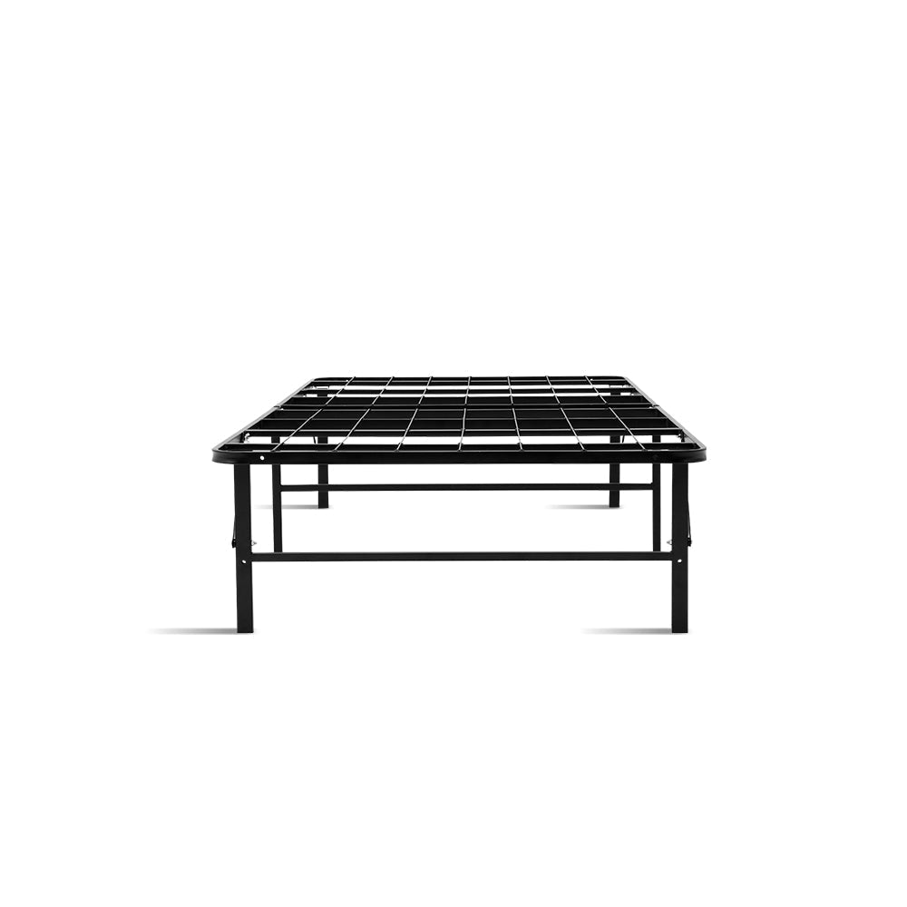 Artiss Folding Bed Frame Single Metal Bed Base Portable Black-2