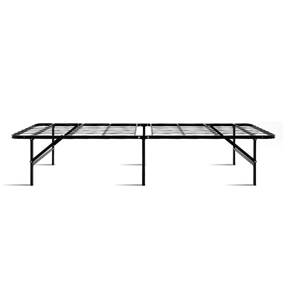 Artiss Folding Bed Frame Single Metal Bed Base Portable Black-3