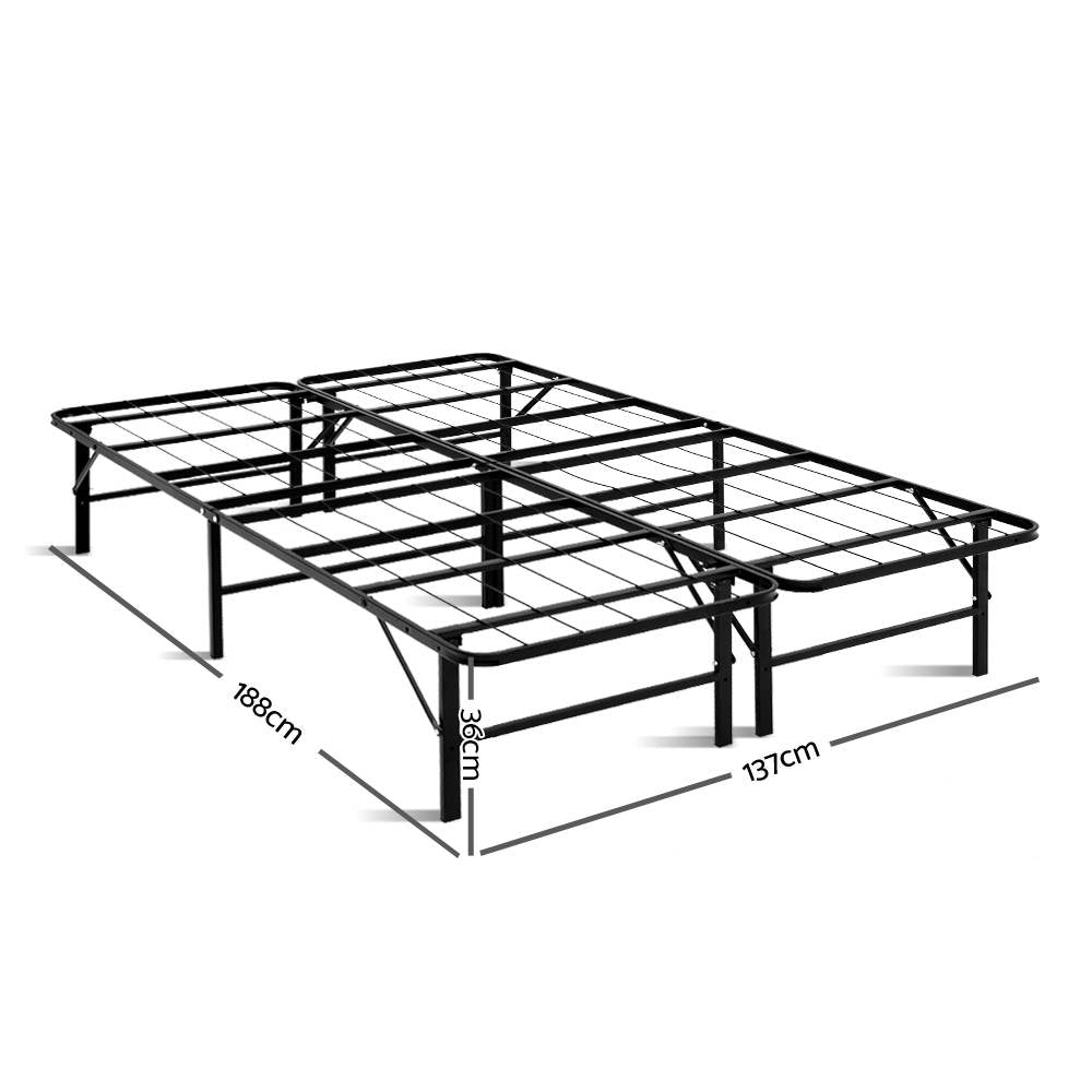 Artiss Folding Double Metal Bed Frame - Black-1