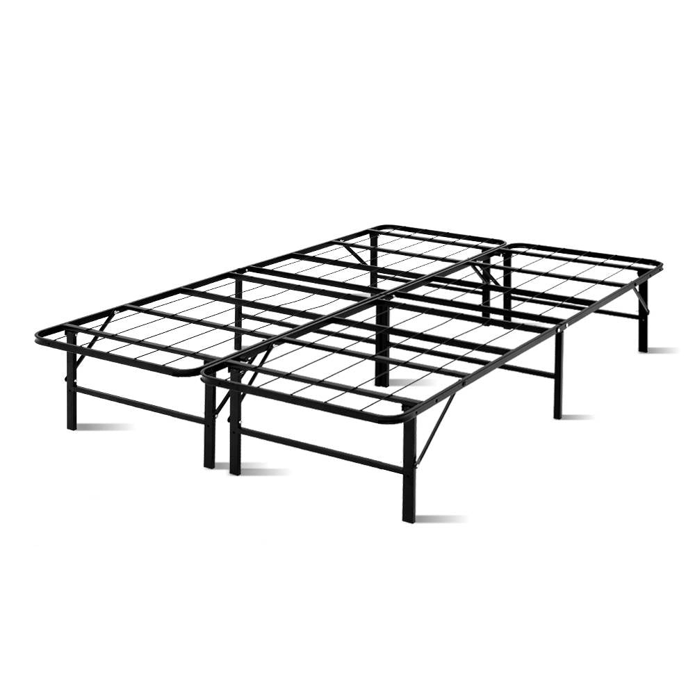 Artiss Folding Double Metal Bed Frame - Black-0