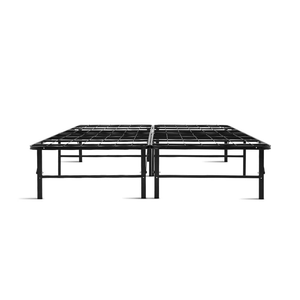 Artiss Folding Queen Metal Bed Frame - Black-2