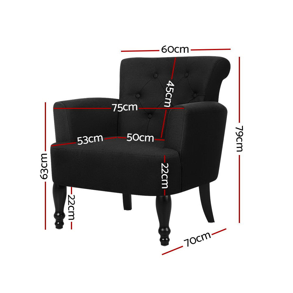 Artiss French Lorraine Chair Retro Wing - Black-1