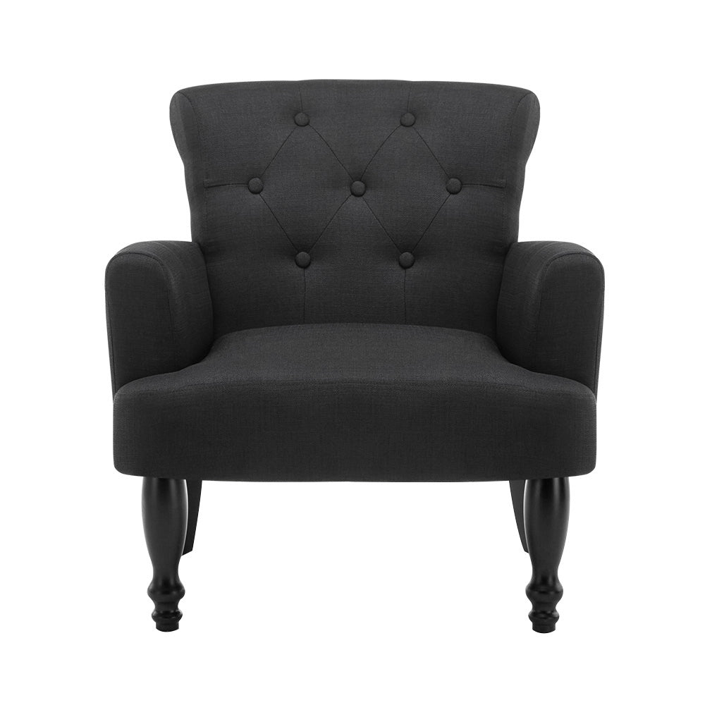 Artiss French Lorraine Chair Retro Wing - Black-2