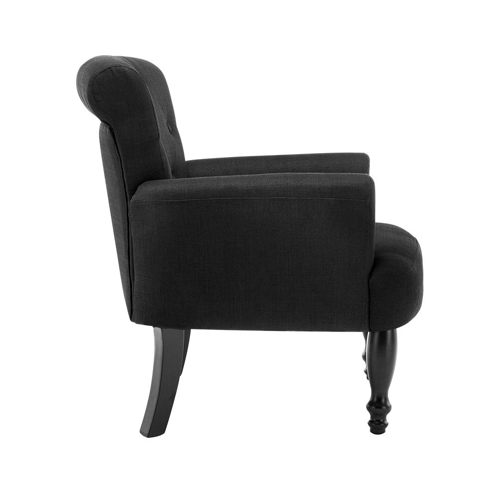 Artiss French Lorraine Chair Retro Wing - Black-3