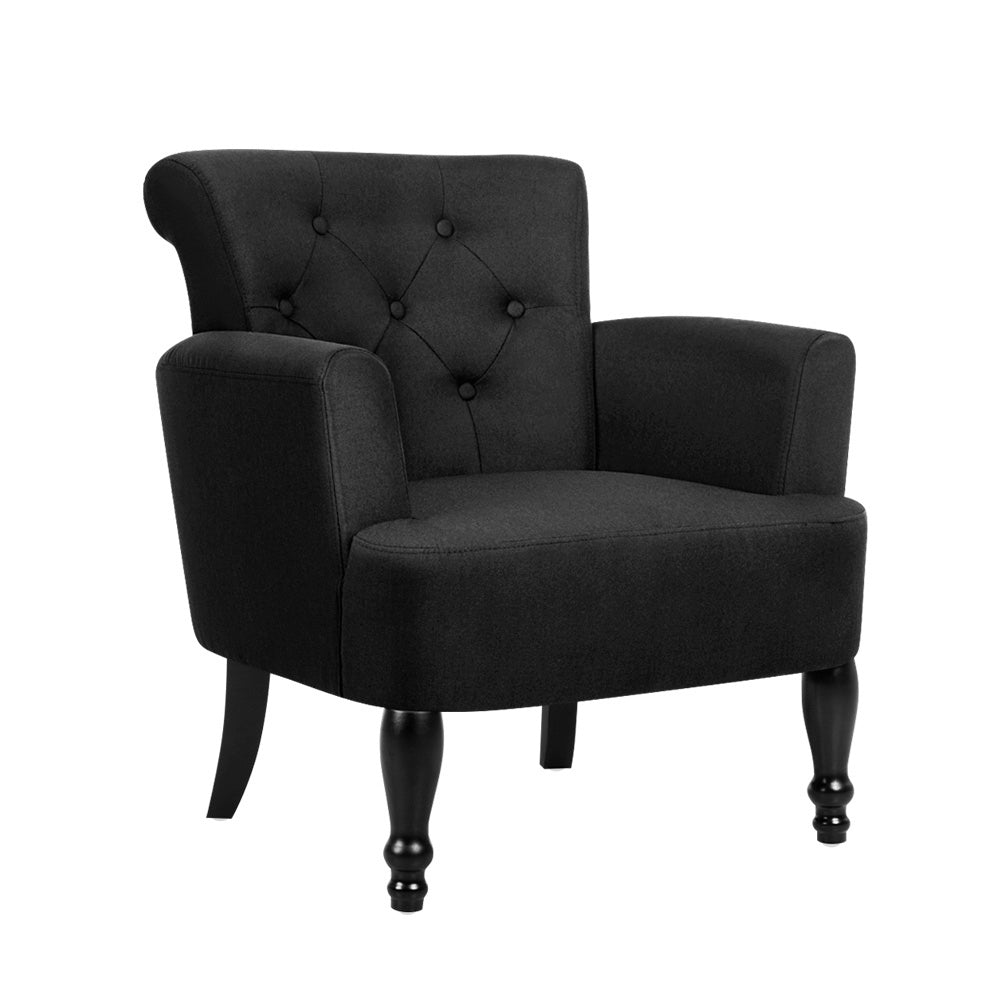 Artiss French Lorraine Chair Retro Wing - Black-0