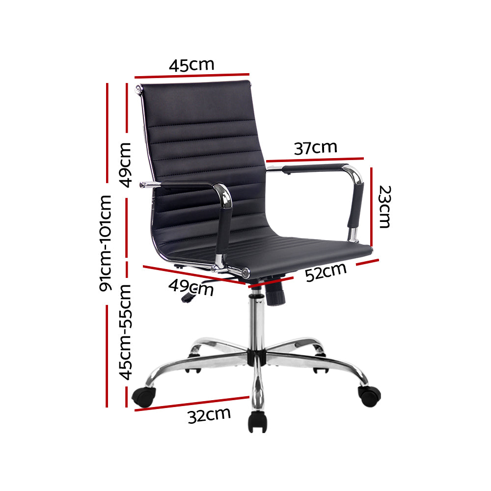 Artiss Gaming Office Chair Computer Desk Chairs Home Work Study Black Mid Back-1