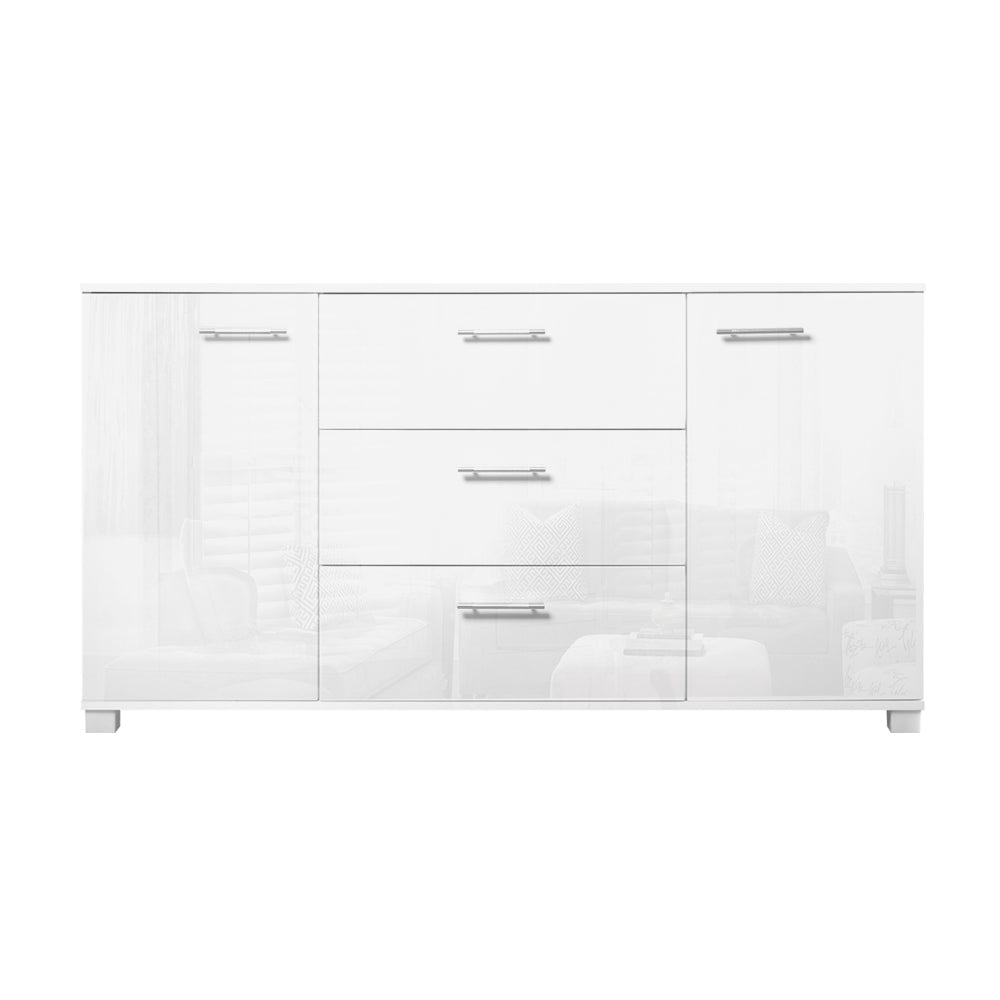 Artiss High Gloss Sideboard Storage Cabinet Cupboard - White-2