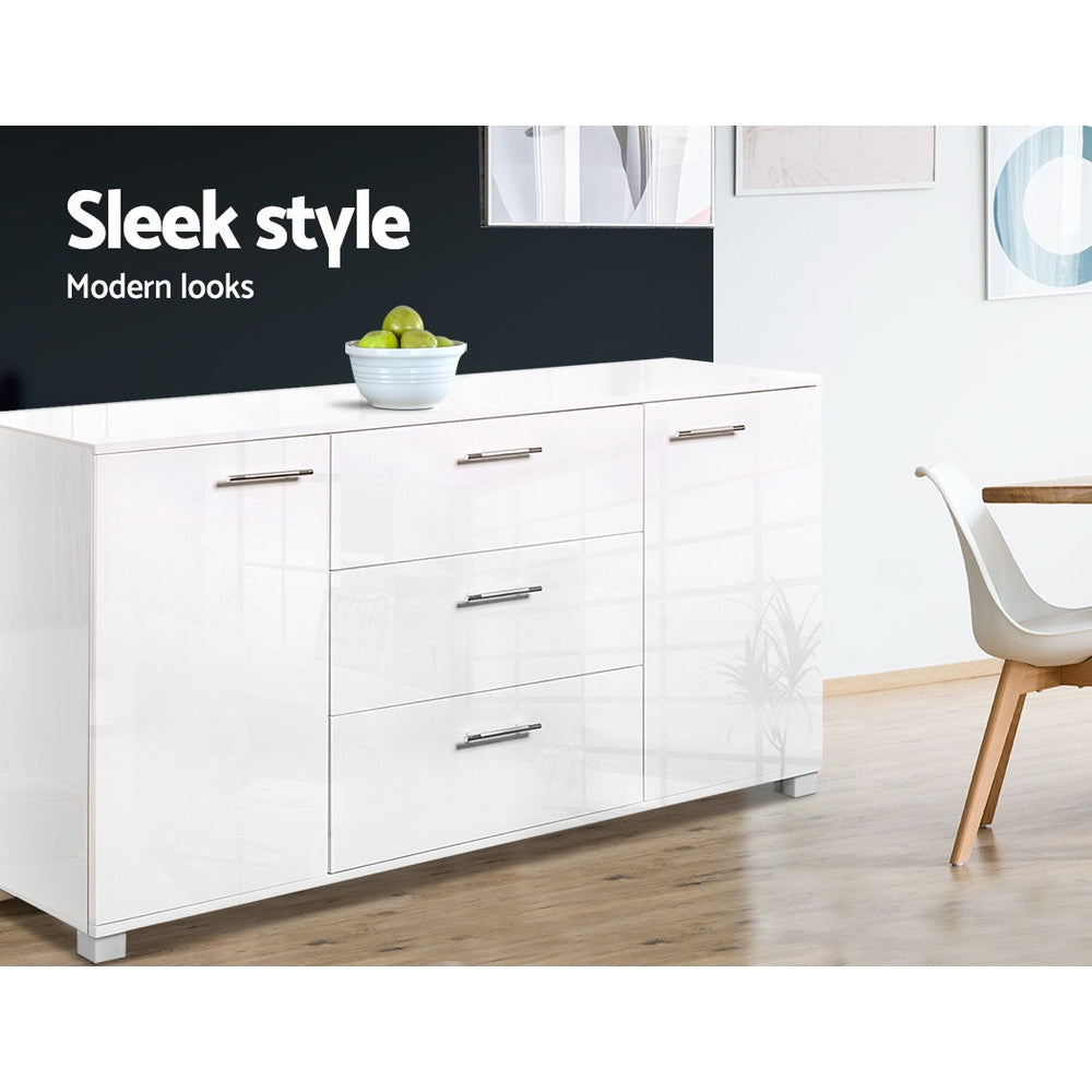 Artiss High Gloss Sideboard Storage Cabinet Cupboard - White-4