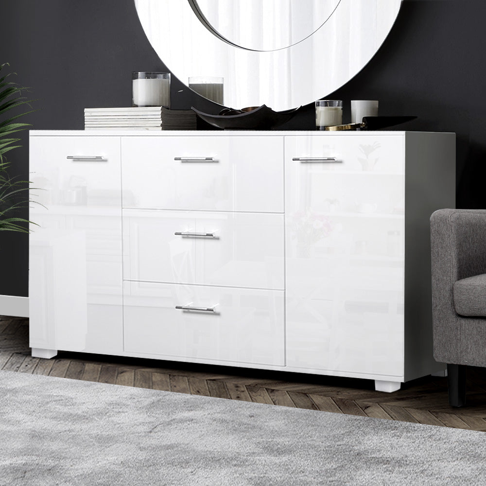 Artiss High Gloss Sideboard Storage Cabinet Cupboard - White-6