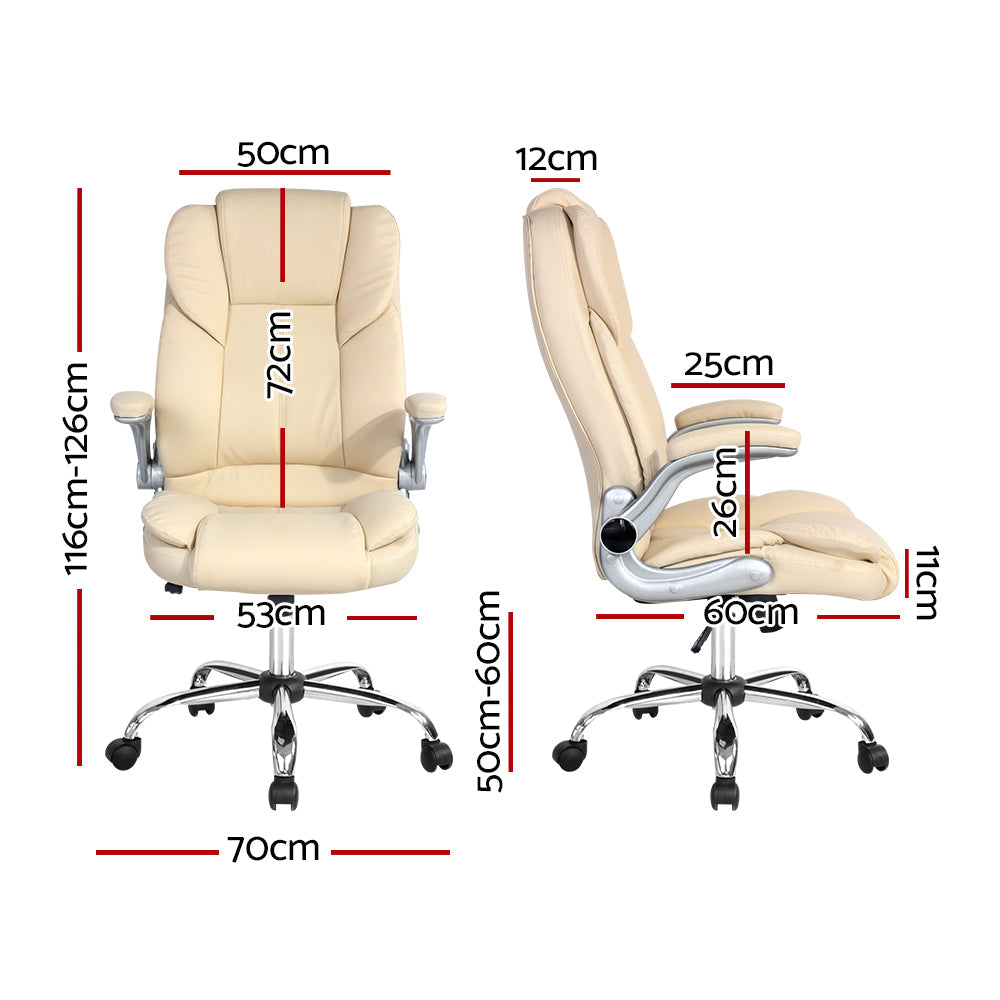 Artiss Kea Executive Office Chair Leather Beige-1