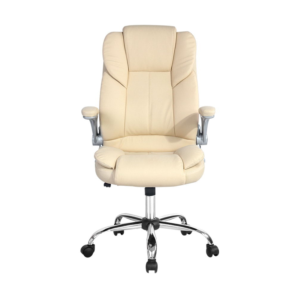 Artiss Kea Executive Office Chair Leather Beige-2