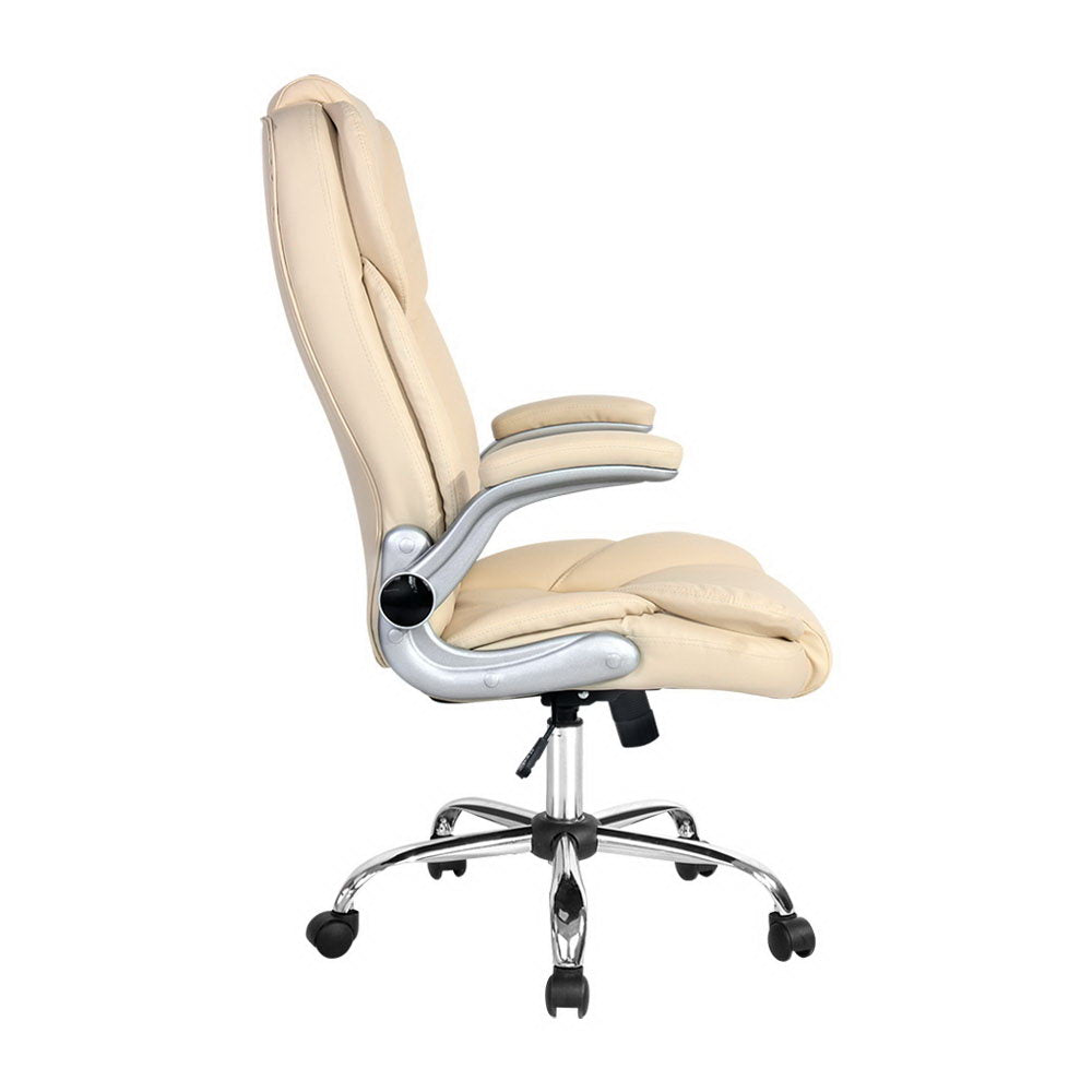 Artiss Kea Executive Office Chair Leather Beige-3