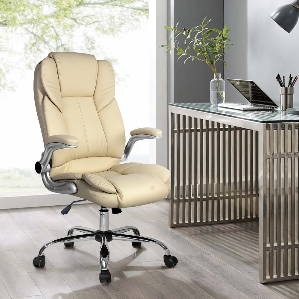 Artiss Kea Executive Office Chair Leather Beige-7