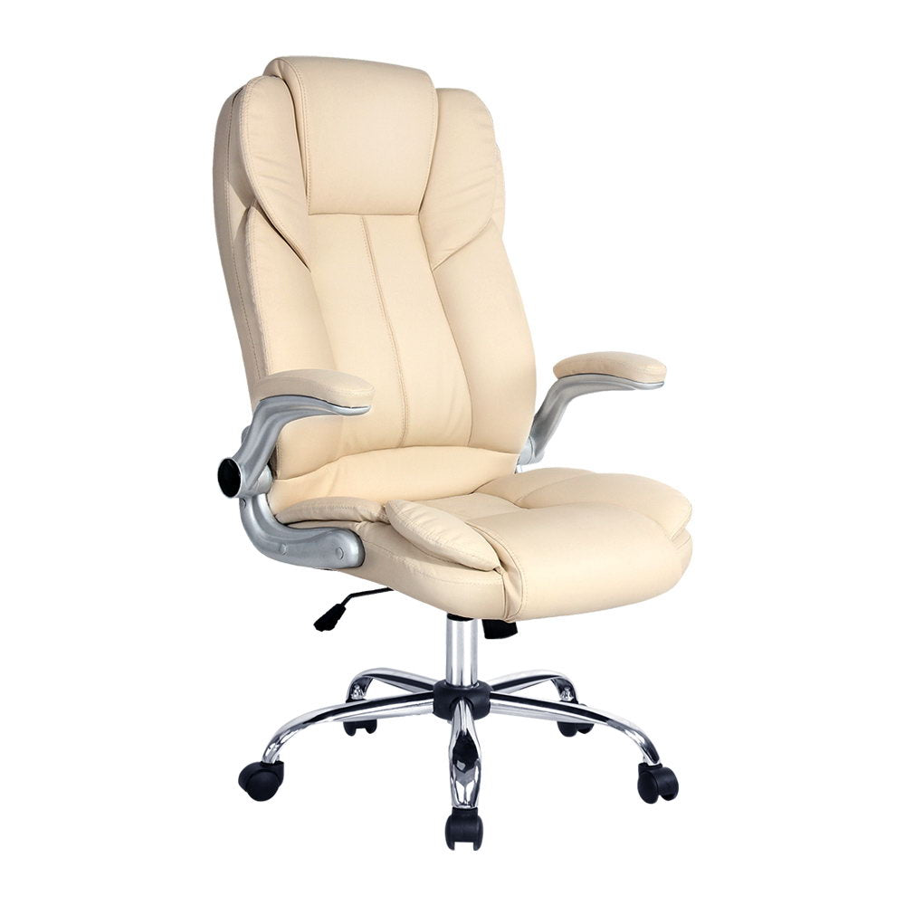 Artiss Kea Executive Office Chair Leather Beige-0