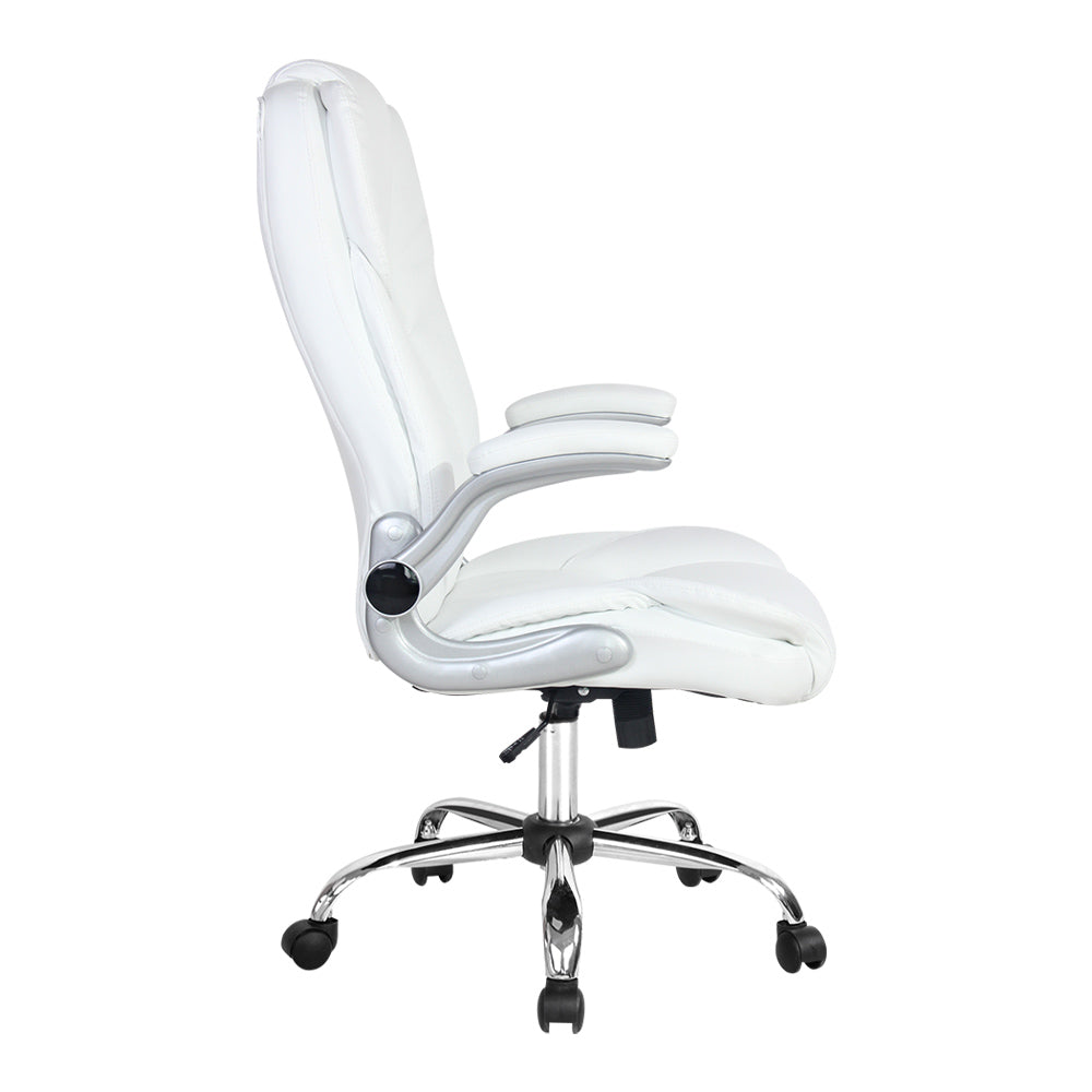 Artiss Kea Executive Office Chair Leather White-3