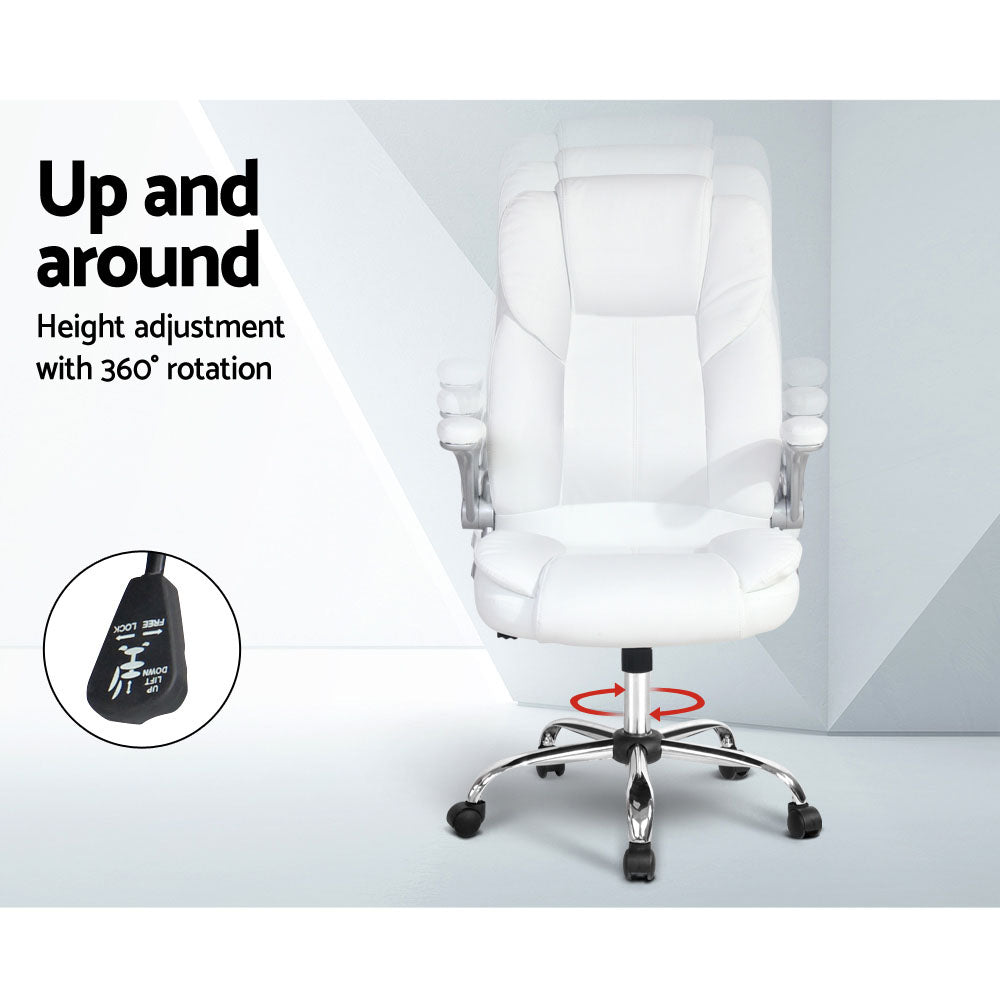 Artiss Kea Executive Office Chair Leather White-4