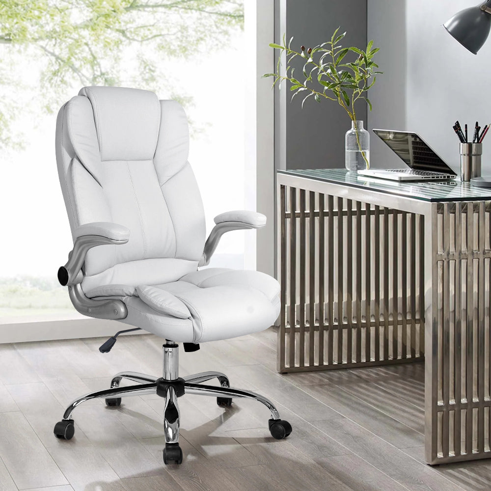 Artiss Kea Executive Office Chair Leather White-7