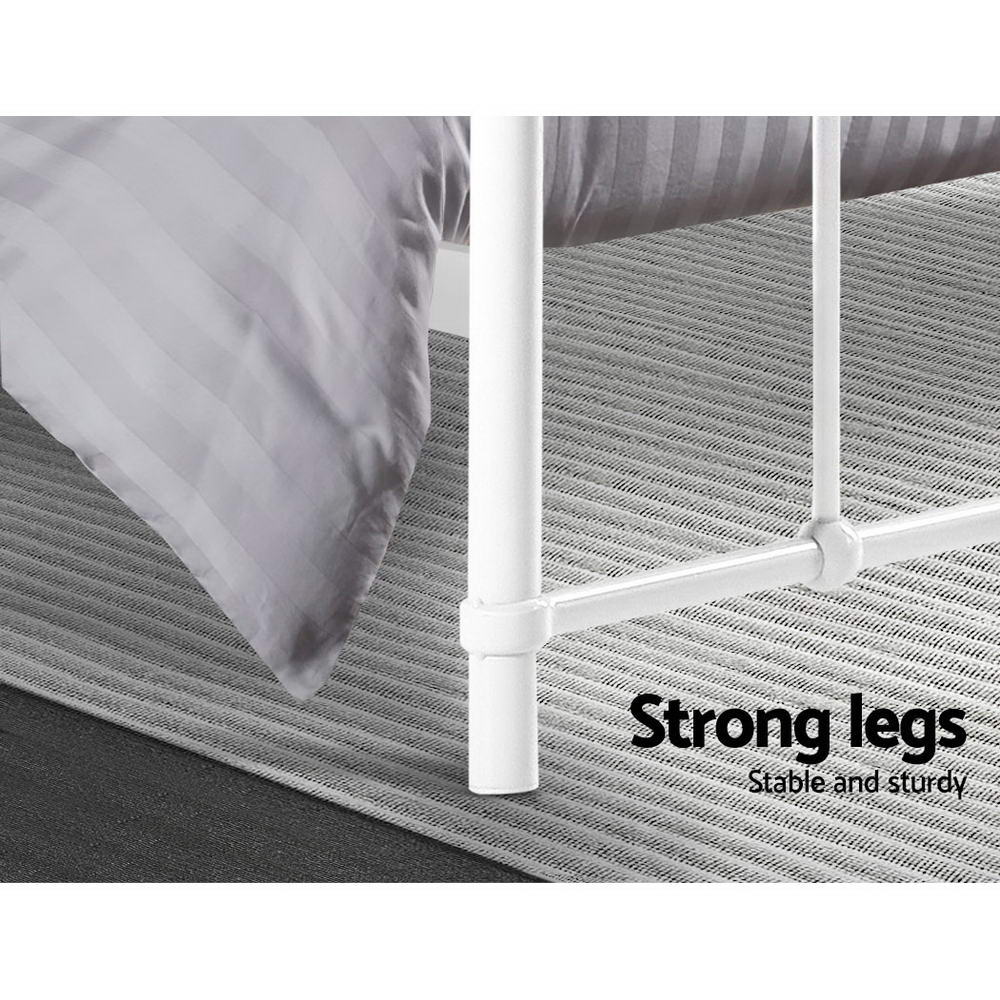 Artiss LEO Metal Bed Frame - Double (White)-6