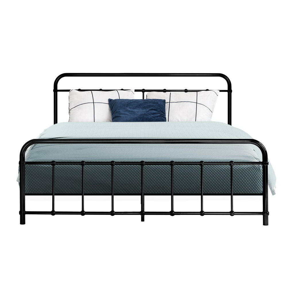 Artiss LEO Metal Bed Frame - Queen (Black)-2