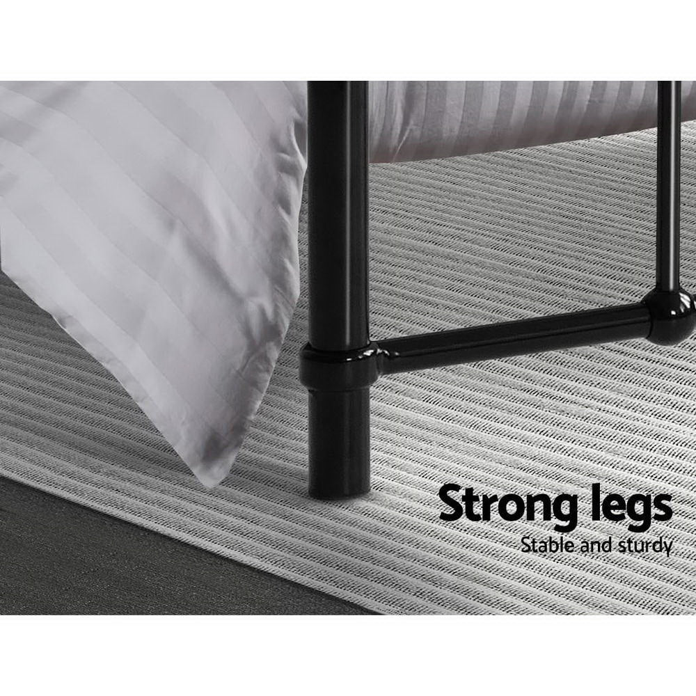 Artiss LEO Metal Bed Frame - Queen (Black)-6