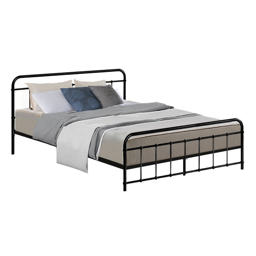 Artiss LEO Metal Bed Frame - Queen (Black)-0