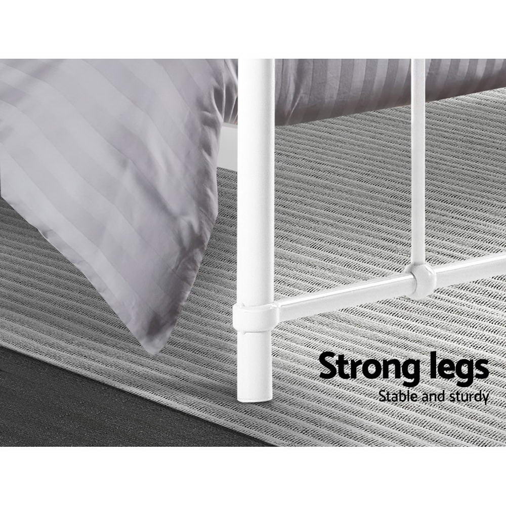 Artiss LEO Metal Bed Frame - Queen (White)-6